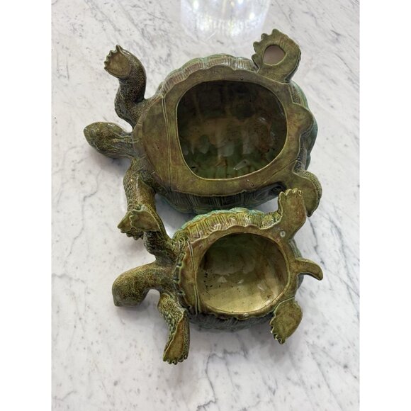 Vintage Scioto Hand Painted Ceramic Turtles Unique Lot of 2 Mother & Baby Turtle - Picture 15 of 15